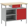 vidaXL Delovna miza s predalom s polico Rdeča in siva 100 x 55 x 85 cm