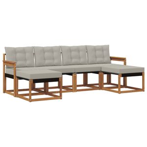 vidaXL Zunanja garnitura za sedenje 6 pcs Naravna in svetlo siva