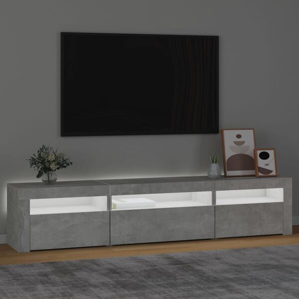 vidaXL TV omarica z LED lučkami betonsko siva 195x35x40 cm