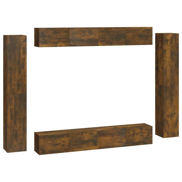 vidaXL Komplet TV omaric 8-delni dimljen hrast konstruiran les