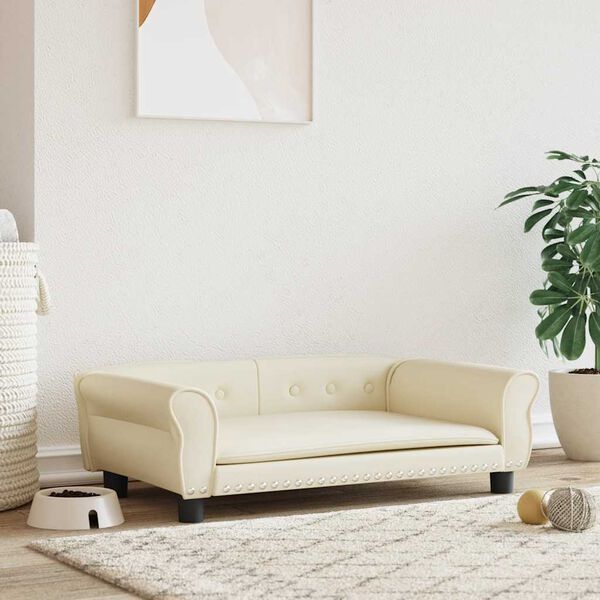 vidaXL Pasja postelja krem 95x55x30 cm umetno usnje