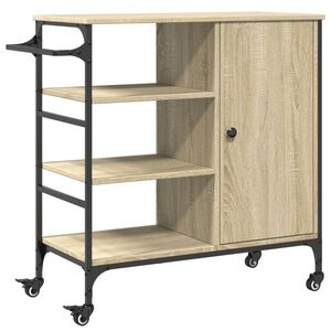 vidaXL Kuhinjski voziček sonoma hrast 87,5x38,5x84,5 cm inženirski les