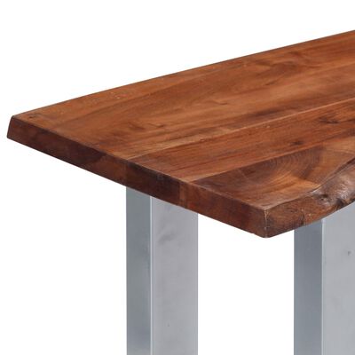 vidaXL Konzolna mizica trden akacijev les in železo 115x35x76 cm