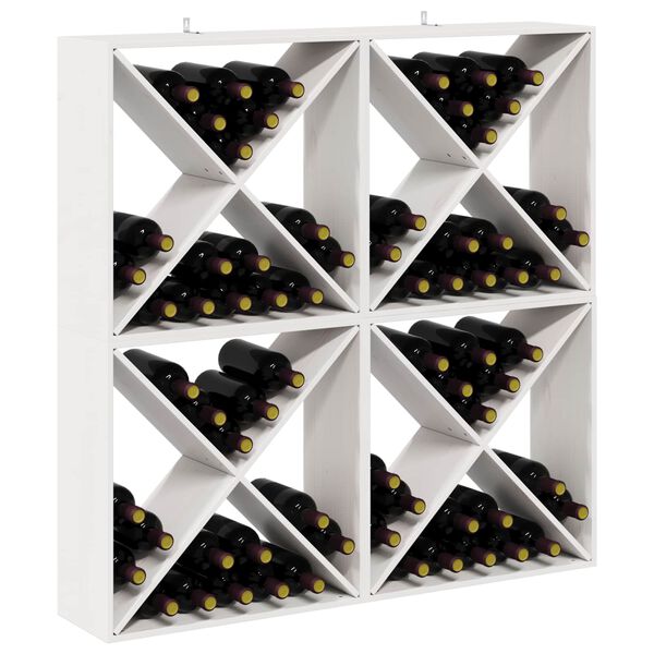 vidaXL Stojalo za vino 4 pcs Bela 62 x 25 x 62 cm Masivno borovo les