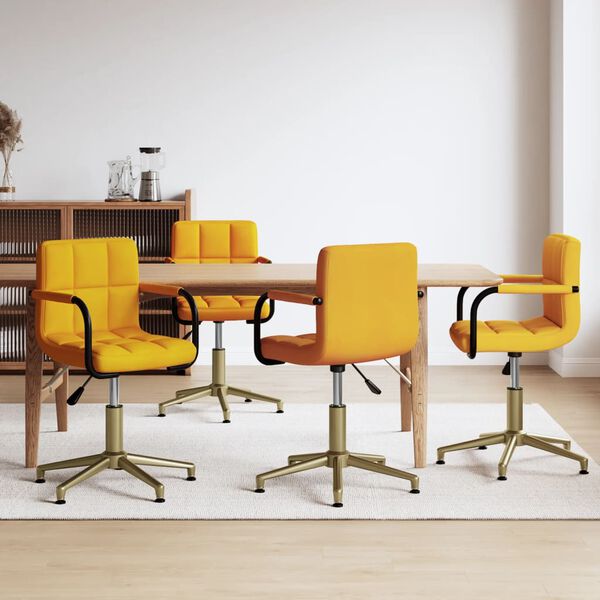 vidaXL Vrtljivi jedilni stoli 4 kosi gorčično rumen žamet