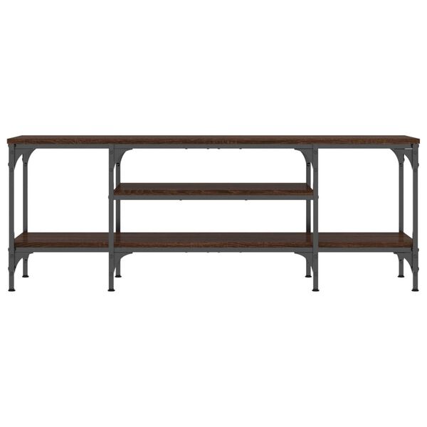 vidaXL TV omarica rjavi hrast 121x35x45 cm inženirski les in železo