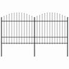 vidaXL Vrtna ograja s suličastim vrhom jeklo 359x175 cm črna
