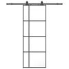 vidaXL Drsna vrata z opremo črna 76x205 cm ESG steklo