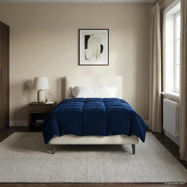 vidaXL Polna celoletna prevleka Temno modra 155 x 200 cm Mikrovlakna