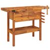vidaXL Delovna miza s predali in primeži 124x52x83 cm trdna akacija