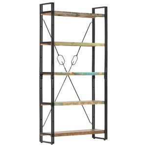 vidaXL Knjižna omara 5-nadstropna 90x30x180cm trden predelan les