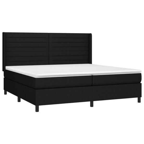 vidaXL Box spring postelja z vzmetnico črn 200x200 cm blago