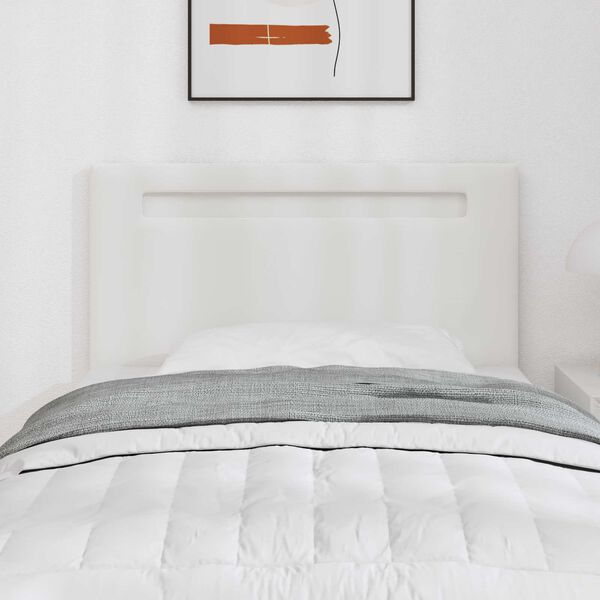 vidaXL LED glava postelje Bela 100 cm Umjetno usnje