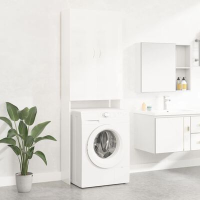 vidaXL Omara za pralni stroj visok sijaj bela 64x25,5x190 cm