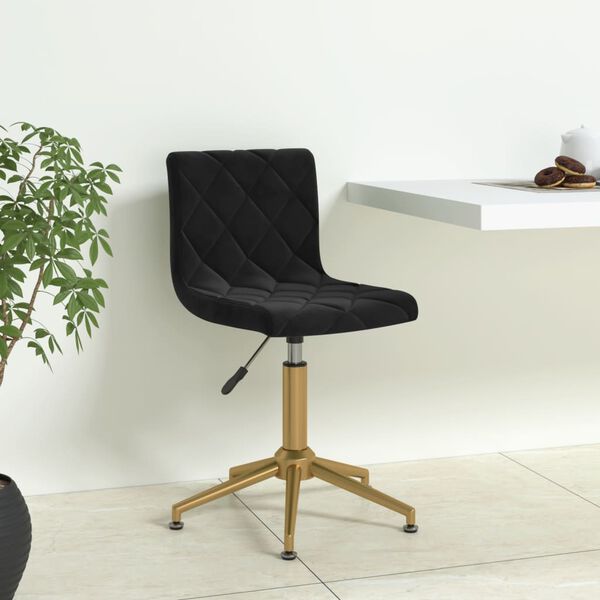 vidaXL Vrtljiv jedilni stol črn žamet