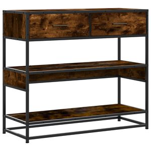 vidaXL Konzolna mizica dimljen hrast 90x35x80 cm inženirski les