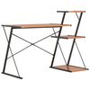 vidaXL Pisalna miza s polico črna in rjava 116x50x93 cm