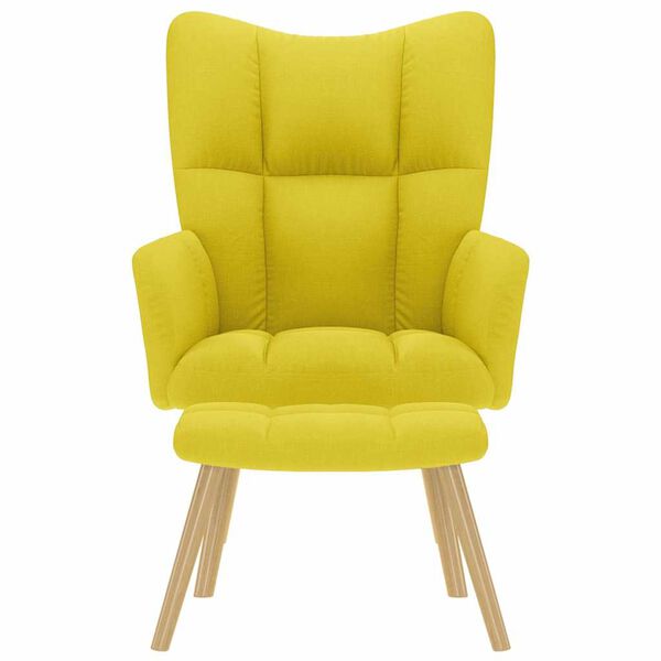 vidaXL Sprostitveni stol s podnožnikom Svetlo rumena tkanina