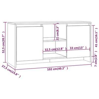 vidaXL TV omarica rjavi hrast 102x37,5x52,5 cm iverna plošča