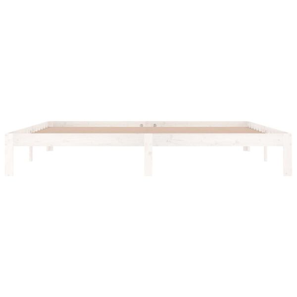 vidaXL Posteljni okvir bel iz trdne borovine 200x200 cm