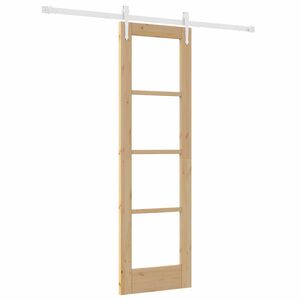 vidaXL Drsna vrata 61 x 198,5 cm Trden borov les in steklo Naravna