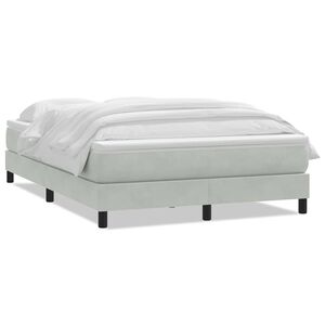 vidaXL Box spring postelja z vzmetnico svetlo siva 160x210 cm žamet