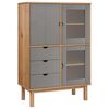 vidaXL Visoka komoda OTTA rjava in siva 85x43x125 cm trdna borovina