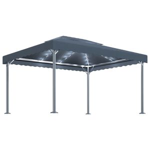 vidaXL Paviljon z LED lučkami 400x300 cm antraciten aluminij