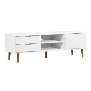 vidaXL TV omarica MOLDE bela 158x40x49 cm trdna borovina