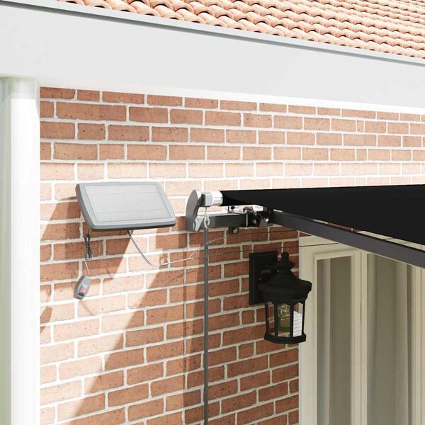 vidaXL Retraktilna tenda z LED lučmi Črna 600 &times;300 cm blago