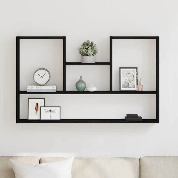 vidaXL Stenska polica črna hrast 99x15x60 cm iverna plošča