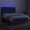 vidaXL Box spring postelja z vzmetnico LED modra 140x190 cm blago