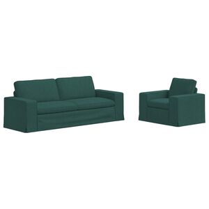 vidaXL Kavč 2 pcs Temno zelena