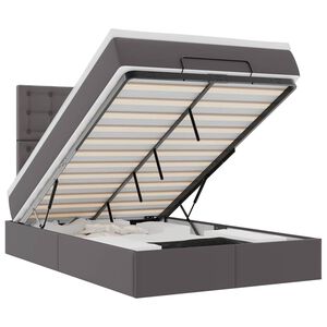 vidaXL Otomanski posteljni okvir z vzmetnico siv 120x200 cm um. usnje