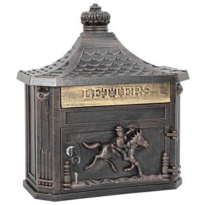vidaXL Stenska Po&scaron;tna &Scaron;katla Bronasta 40,5 x 16 x 45 cm Lit aluminij