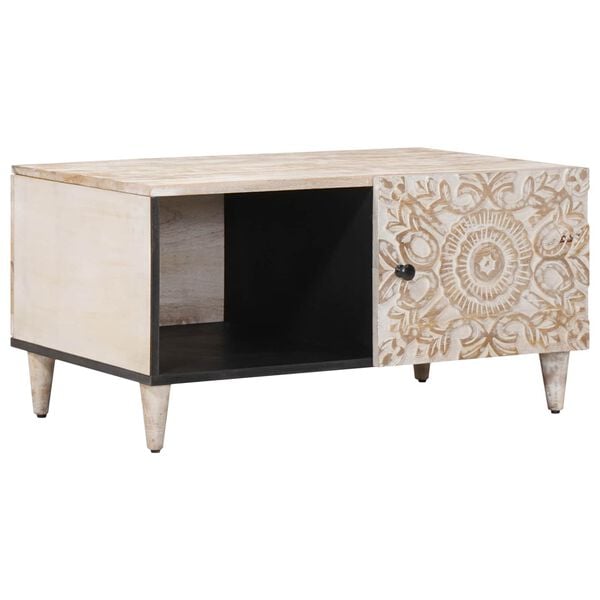 vidaXL Klubska miza Bela 80 x 50 x 40 cm Masiven les manga