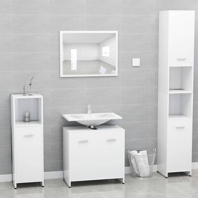 vidaXL Komplet pohištva za kopalnico bel inženirski les
