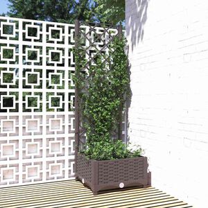 vidaXL Cvetlično korito z oporno mrežo rjavo 40x40x121,5 cm PP