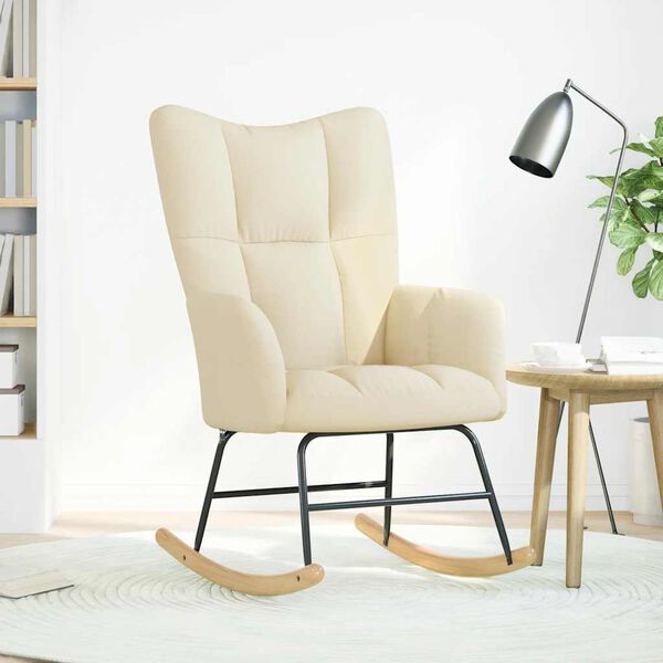 vidaXL Gugalni stol krem blago