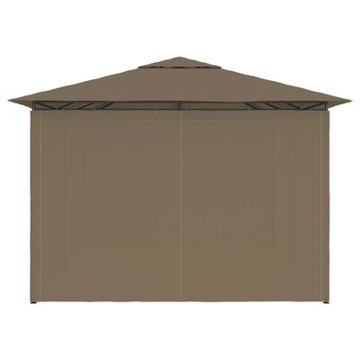 vidaXL Vrtni šotor z zavesami 4x3 m taupe 180 g/m²