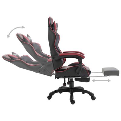vidaXL Gaming stol z naslonjalom za noge vinsko rdeče umetno usnje