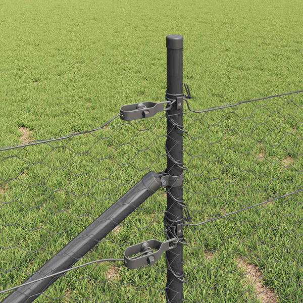 vidaXL Steber ograje. Siva 25 x 0,4 m (36 mm mreža) Jeklo in PVC