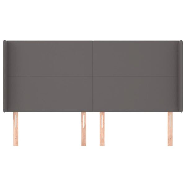 vidaXL Vzglavje z ušesi sivo 183x16x118/128 cm umetno usnje