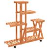 vidaXL Stojalo za rastline s kolesi 95x25x101 cm trden les jelke
