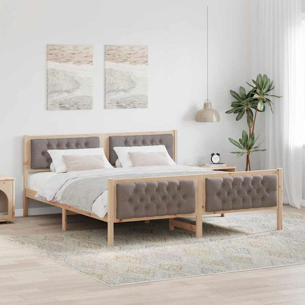 vidaXL Konstrukcija postelje Taupe 180 x 200 cm Masivno borovo les