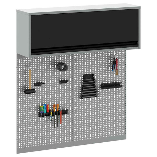 vidaXL Komplet omare in pegboard 3 pcs Črna 100 x 25 x 115 cm Jeklo