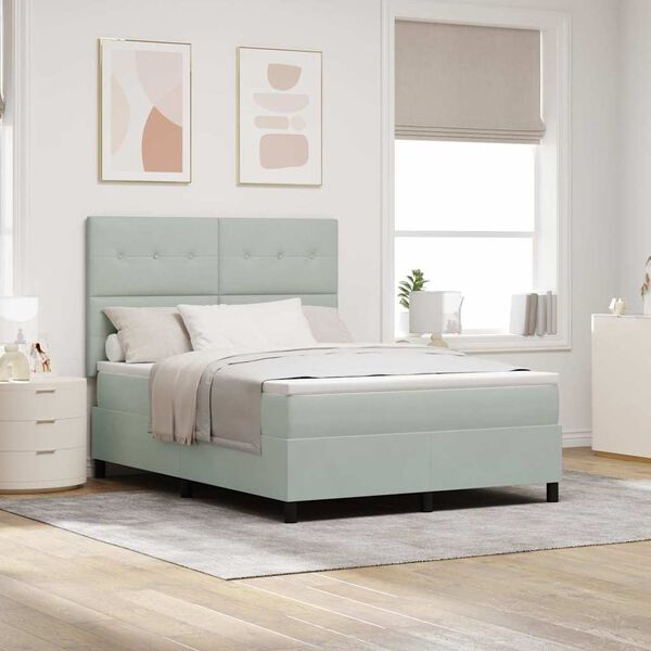 vidaXL LED Box Spring Postelja Svetlo siva 140 x 200 cm blago