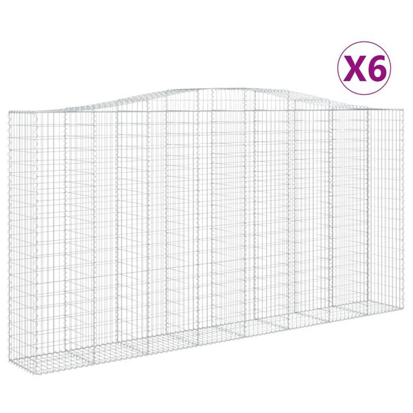 vidaXL Obokane gabion košare 6 kosa 400x50x200/220 cm pocinkano železo