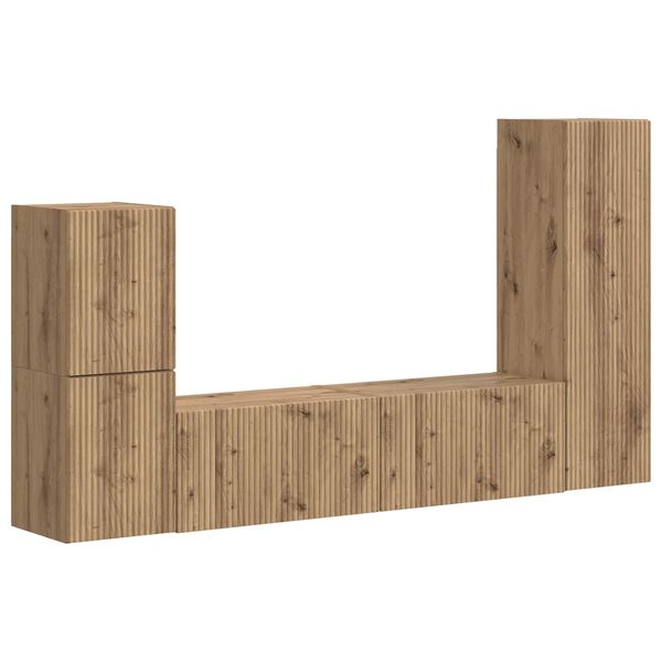 vidaXL Komplet TV omaric 4 pcs Umetni hrast Konstruiran les