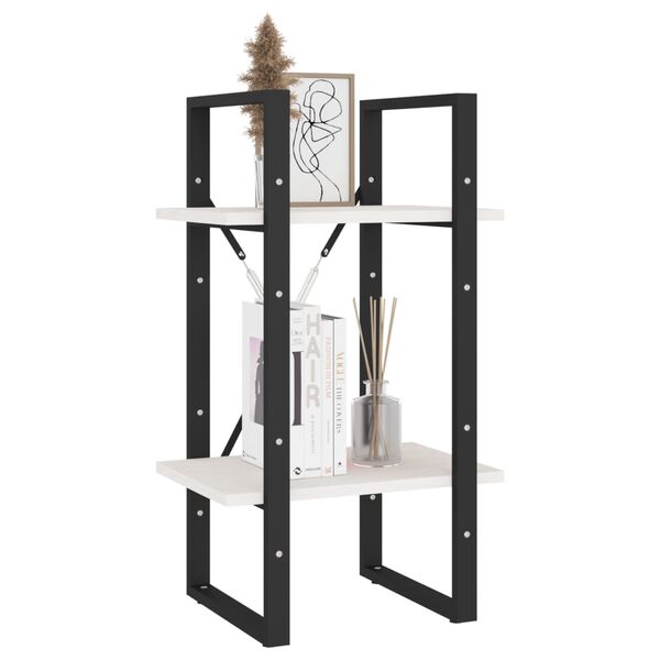 vidaXL Knjižna omara 2-nadstropna bela 40x30x70 cm trdna borovina